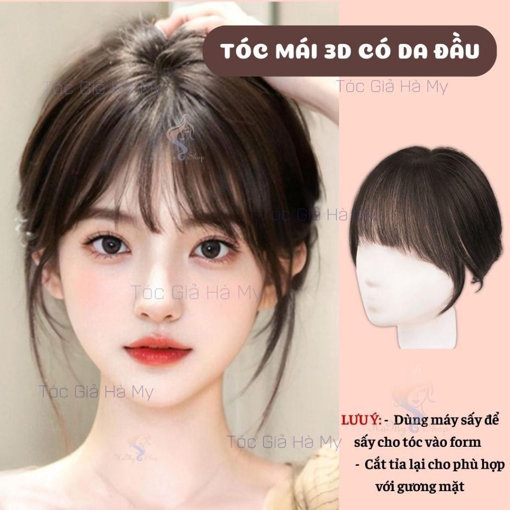 Tóc mái giả 3D che hói có da đầu