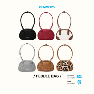 Túi Đeo Vai CEMMERY Local Brand Chính Hãng Pebble Bag Logo Dập Chìm In Nhũ Da PVC 6 Màu