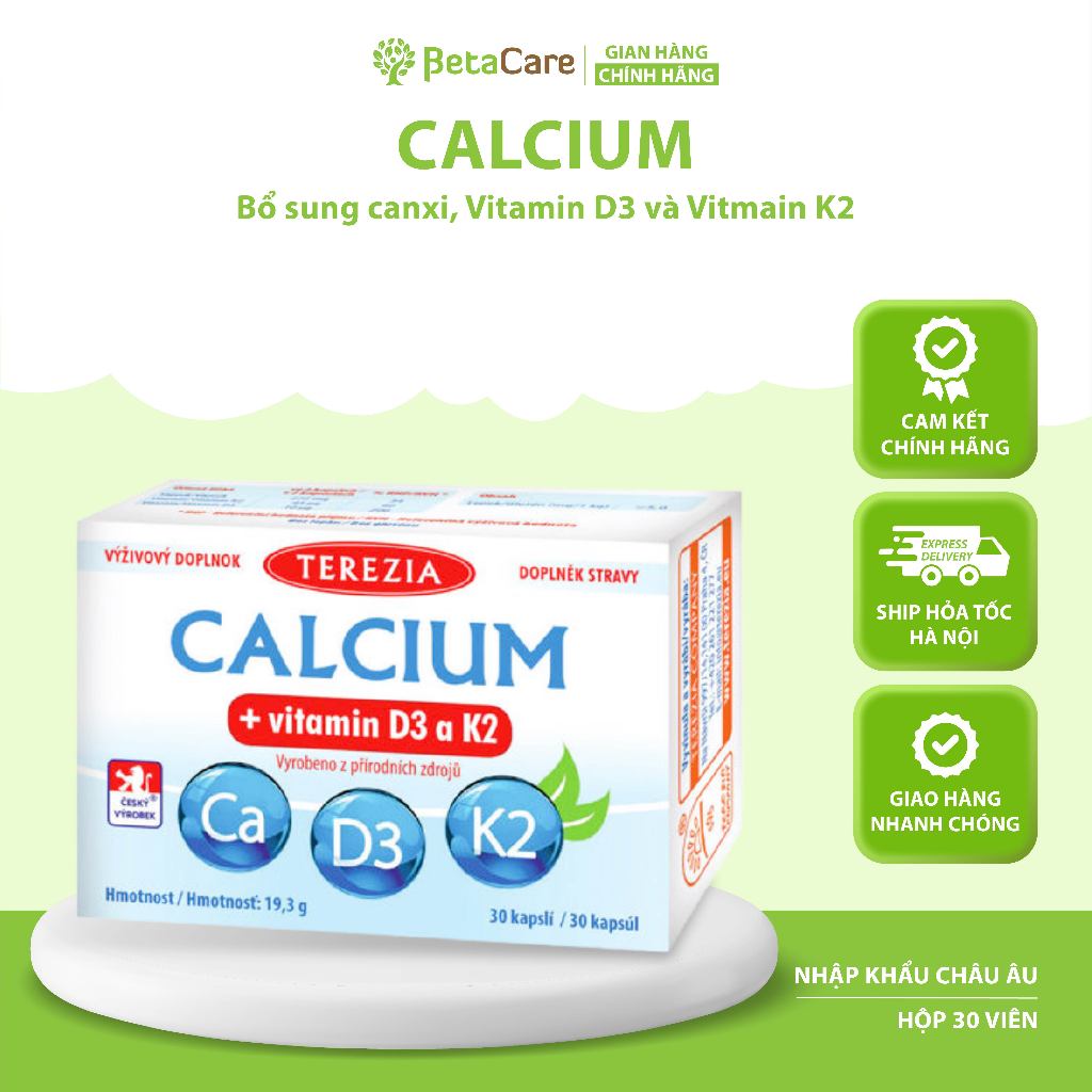 TEREZIA - Calcium+vitamin D3 and K2 - Hộp 30 viên
