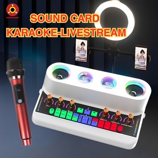 Sound Card SCS20 Chuyên Livestream, Karaoke – Bluetooth 5.0, Micro Không Dây, Kết Nối Đa Thiết Bị