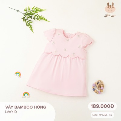 Váy bamboo hồng dành cho bé gái từ 9m đến 4y little love (LVAY10)