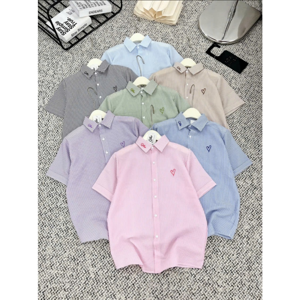 Áo sơ mi ngắn tay nữ, áo sơ mi kẻ phong cách Hàn Quốc A19 Qiho store | BigBuy360 - bigbuy360.vn
