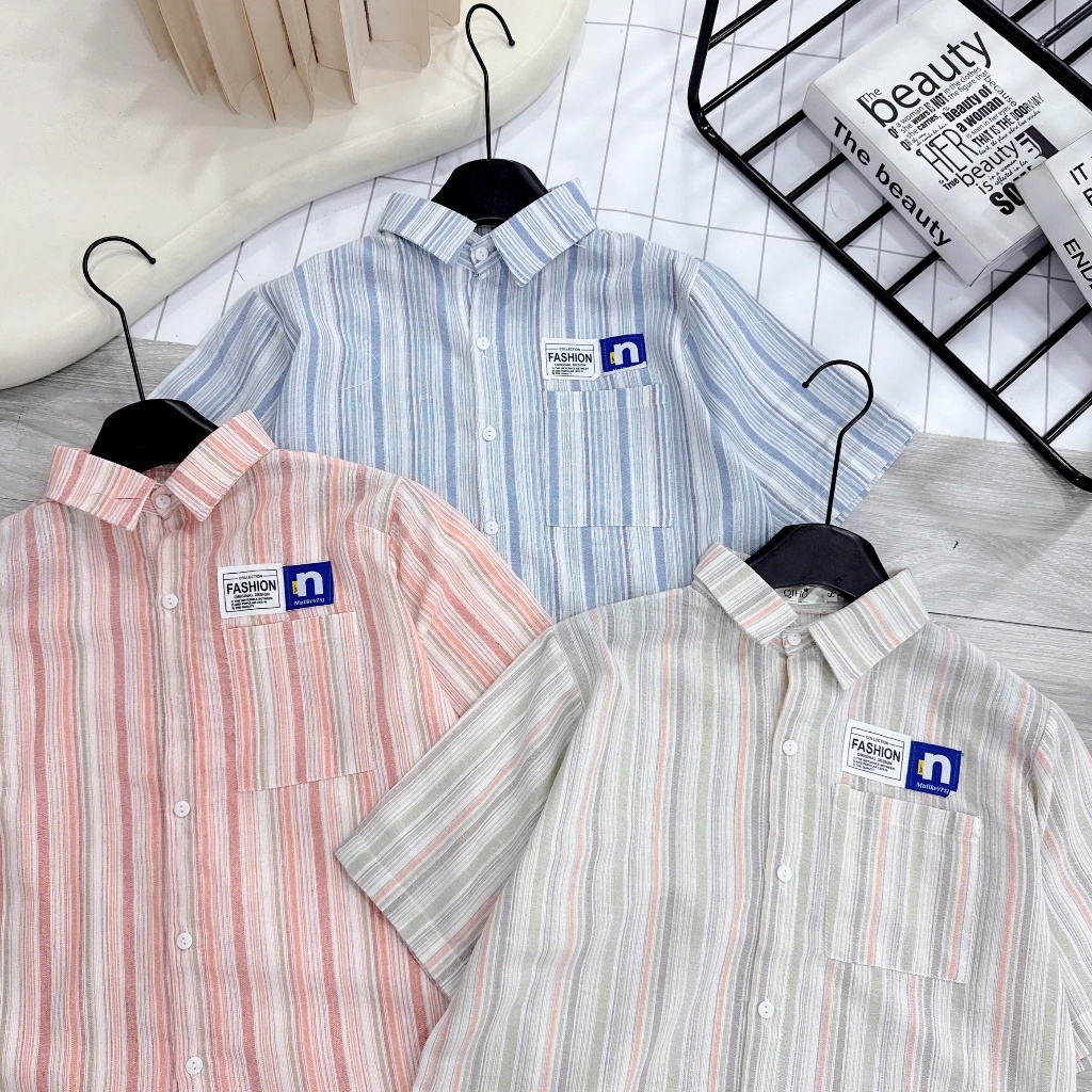 Áo sơ mi kẻ nữ, áo sơ mi cộc tay nữ phong cách Hàn Quốc Qiho store A27 | BigBuy360 - bigbuy360.vn