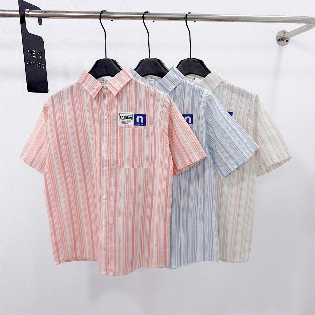 Áo sơ mi kẻ nữ, áo sơ mi cộc tay nữ phong cách Hàn Quốc Qiho store A27 | BigBuy360 - bigbuy360.vn