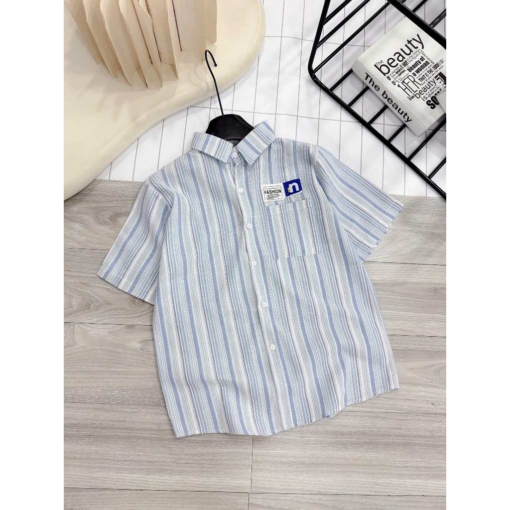 Áo sơ mi kẻ nữ, áo sơ mi cộc tay nữ phong cách Hàn Quốc Qiho store A27 | BigBuy360 - bigbuy360.vn