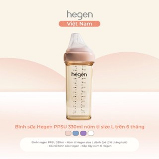 [CHÍNH HÃNG] Bình sữa Hegen PPSU 330ml núm ti size L trên 6 tháng có van chống sặc an toàn cho bé