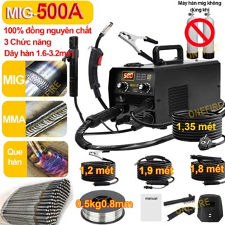 Máy hàn mig không dùng khí máy hàn que mini MIG/MMA-500A 3 Chức năng Máy hàn tích inox cho gia đình -2 năm bảo hành