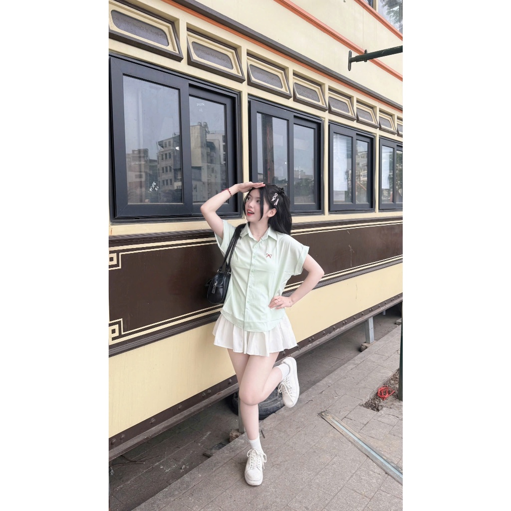 Áo sơ mi nữ tay hến chất lụa cát phong cách Hàn Quốc by Qiho store A30 | BigBuy360 - bigbuy360.vn
