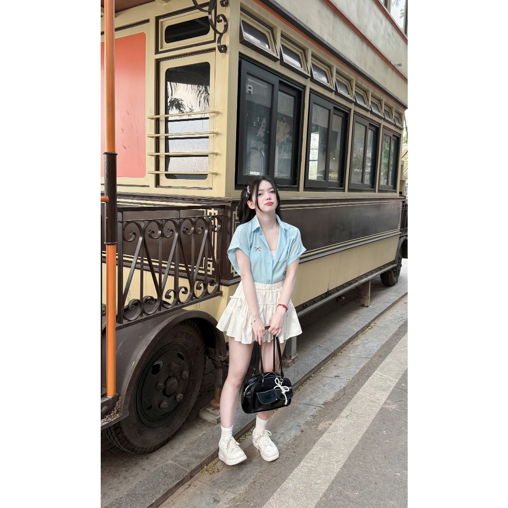 Áo sơ mi nữ tay hến chất lụa cát phong cách Hàn Quốc by Qiho store A30 | BigBuy360 - bigbuy360.vn