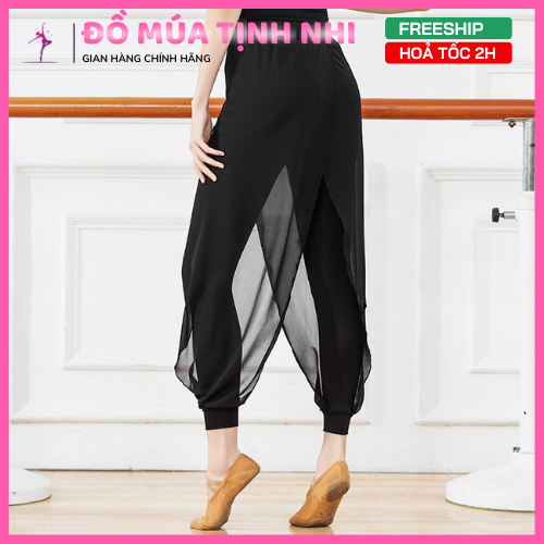 [Có Sẵn] Quần cánh tiên tập yoga, quần múa tà xoan xẻ phía trong Q11 - Đồ Múa Tịnh Nhi