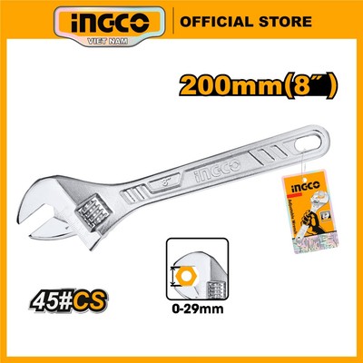 Mỏ lết cầm tay dài 200mm 8 inch INGCO HADW131082 kích thước điều chỉnh 0-29mm