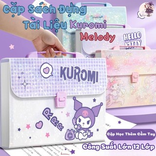  Cặp Sách Đựng Tài Liệu Hình Kuromi   Melody   Cinnamonroll - Túi Kèm Khóa Cài Với 12 Ngăn Cỡ Lớn Cho Bé Mang Đi Học 