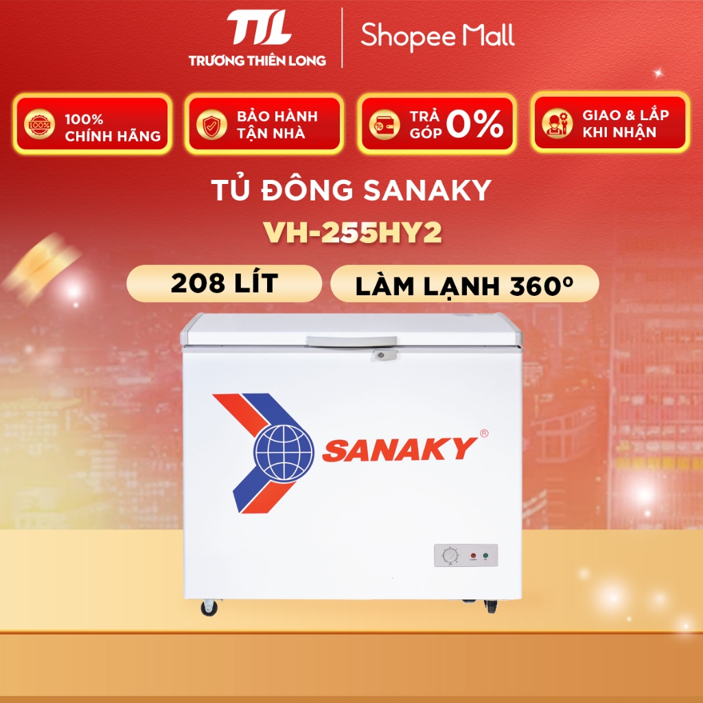 VH-255HY2 Tủ Đông SANAKY 255HY2 - 208 Lít [FREESHIP HCM]