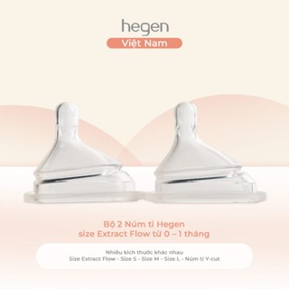 [CHÍNH HÃNG] Bộ 2 núm ti Hegen đủ size từ sơ sinh - 6 tháng, Extract Flow, S, M, L, dùng thức ăn sệt