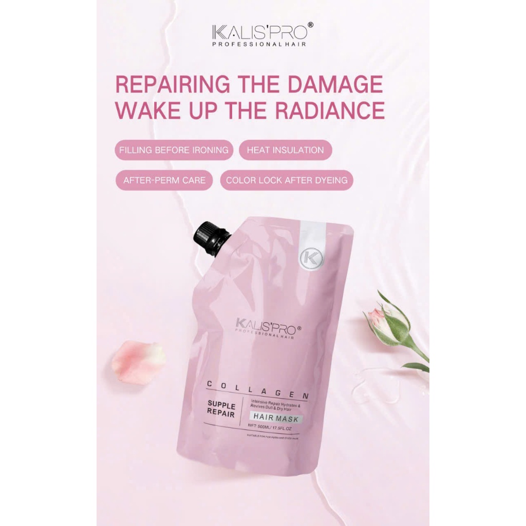 Hấp ủ tóc tại nhà Kalispro, Hấp collagen tươi Kalispro, ủ xả tóc mềm mượt 500ml