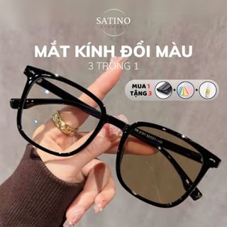 Gọng kính vuông SATINO chống ánh sáng xanh uv đổi màu mắt kính râm chữ nhật nguyên viền thời trang hàn quốc S16