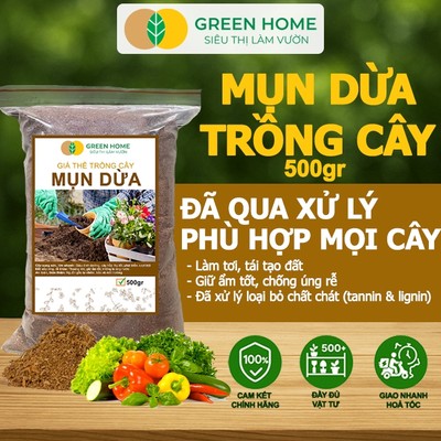 Mụn Xơ Dừa GreenHome,, Bao 500gr, Đã Qua Xử Lý, Chuyên Trồng Rau, Hoa Màu, Cây Ăn Trái