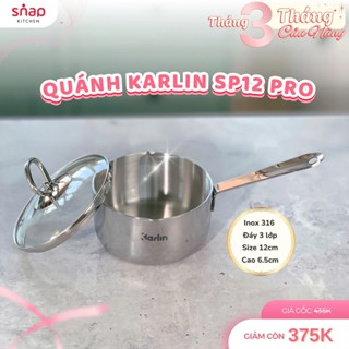 (Rẻ vô địch) (Chính hãng) Quánh/ Nồi Karlin Sp12 Pro chất liệu Inox 316 - tặng nắp kính