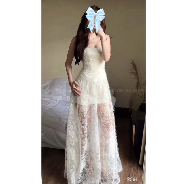 Váy dây cúp ngực phủ ren, đầm dự tiệc dáng cúp ngực dáng dài chuẩn hàng thiết kế loại 1