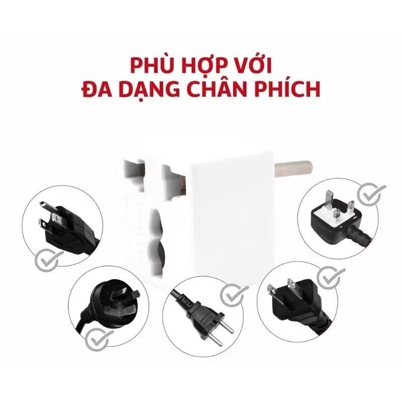Phích cắm 2 chân ra 3 lổ