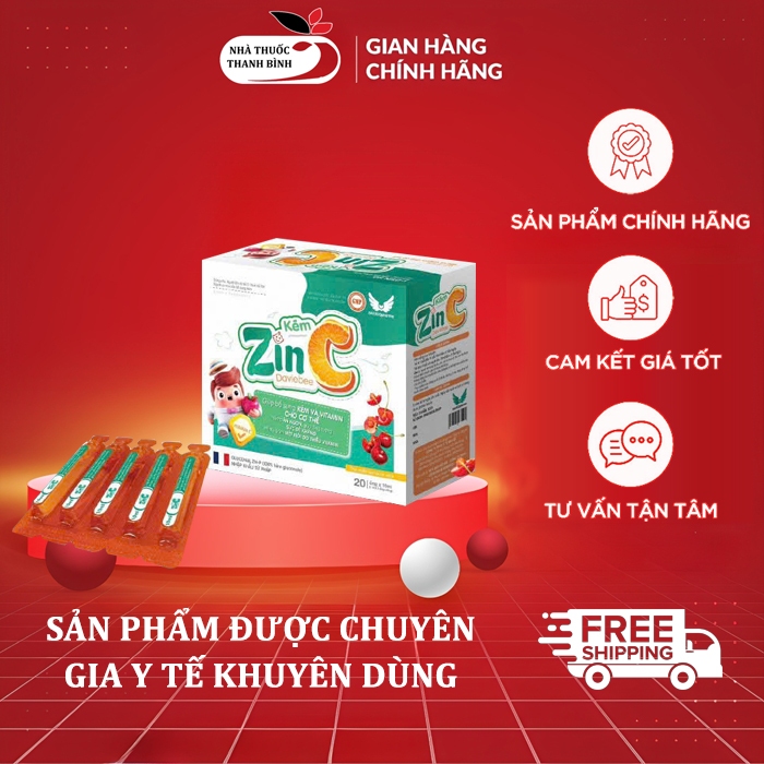 [CHÍNH HÃNG] Kẽm ống Zinc DavieBee - Bổ sung Zin C, Lysine, Thymo tăng hệ miễn dịch, bé khỏe mạnh