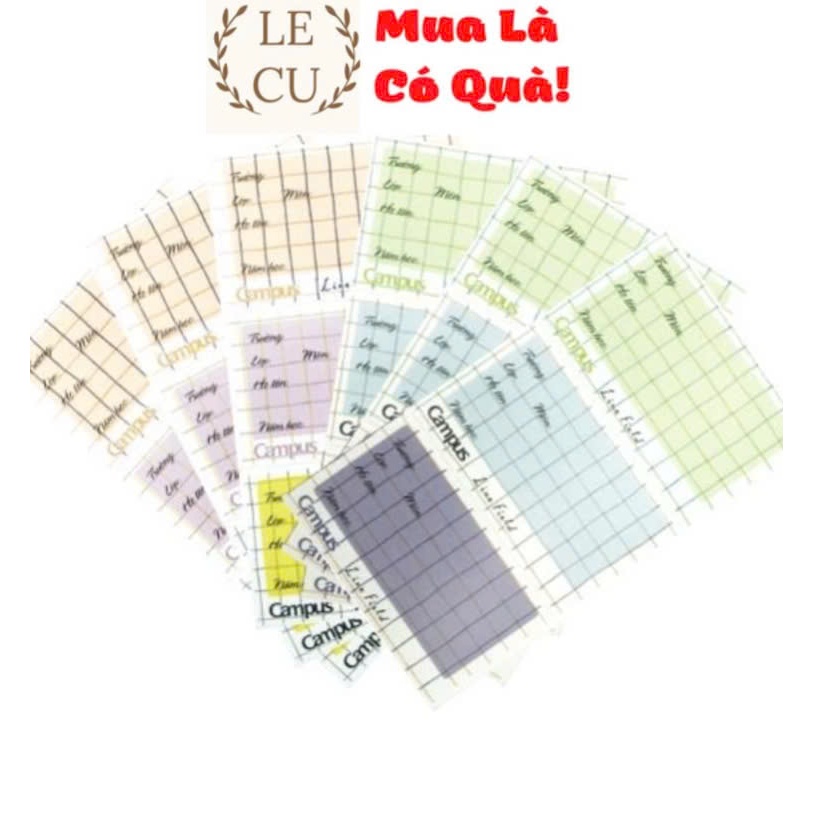 Nhãn Vở Campus Basic – Tem Dán Ghi Môn Học, Tên Lớp – Thiết Kế Tối Giản, Giấy Chống Lóa, Dễ Viết, Dán Bền