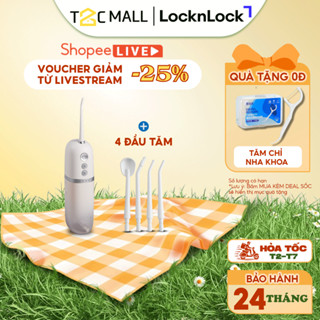 Máy tăm nước không dây ENR146WHT LocknLock màu Trắng 190ml 4 chế độ, 3 loại đầu tăm, sạc cổng type C - T2C Mall