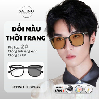 Kính mắt vuông nam SATINO chống ánh sáng xanh đổi màu gọng kính râm chữ nhật thời trang hàn quốc mắt kính S16