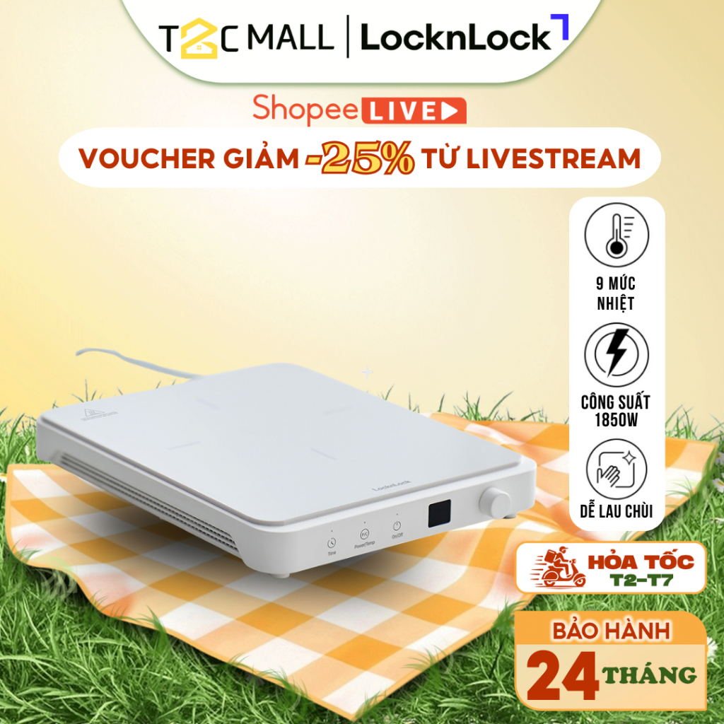 Bếp Từ LocknLock, Bếp Từ Đơn Đa Năng, Bếp Điện Từ Chính Hãng Siêu Mỏng, Cao Cấp EJI146WHT T2C Mall