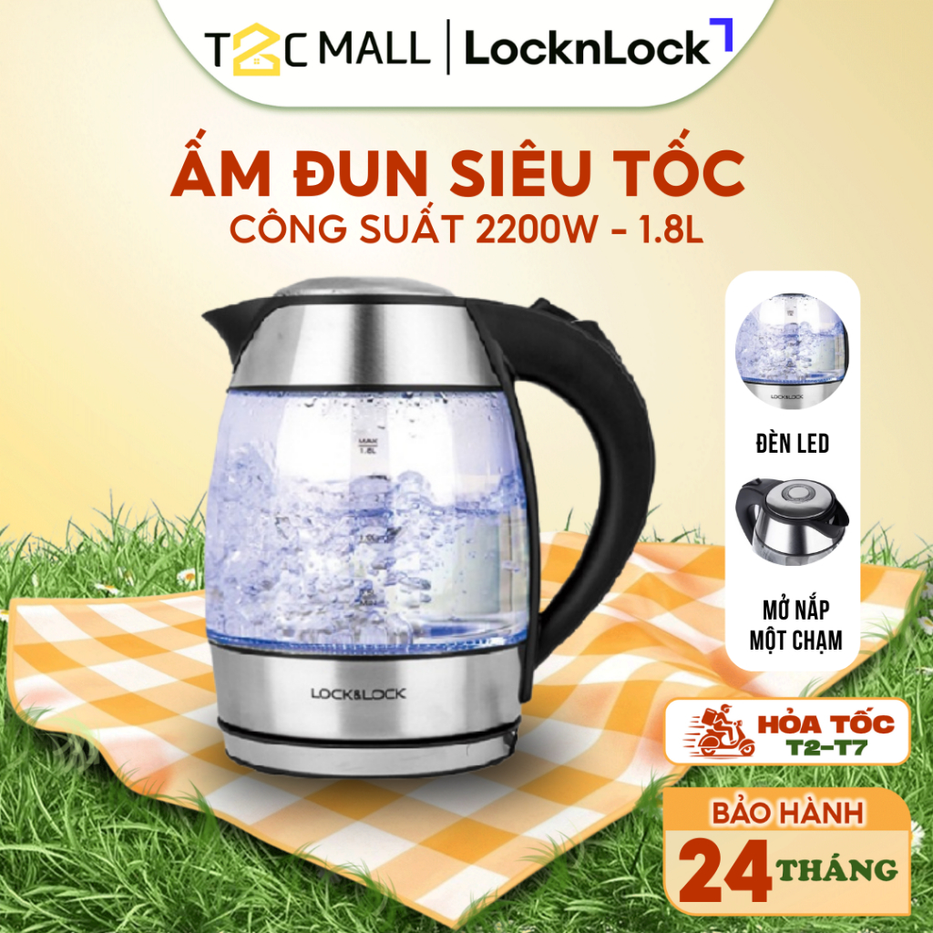 Ấm đun siêu tốc thủy tinh Lock&Lock EJK418SLV