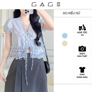 Áo Kiểu Bèo Crop Oversize GAGO BRAND Chất Kate Lụa Năng Động Thời Trang Nữ Đi Chơi Phong Cách Hàn Quốc