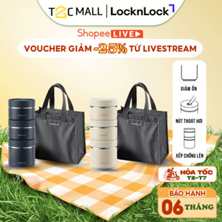 Bộ Hộp Cơm Giữ Nhiệt Văn Phòng LocknLock Lunch Box 3 Ngăn Kèm Túi Thìa Đũa LHC8052S02 T2Cmall
