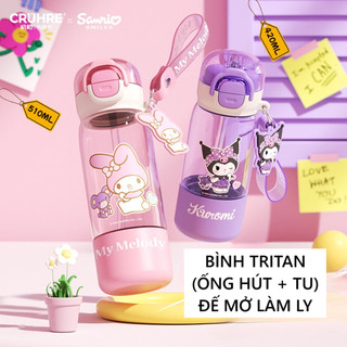  Mới 2025 Bình Nước Cho Bé Nhựa Tritan Cao Cấp 1 Nắp 2 Kiểu Uống Vừa Ống Hút và Tu 