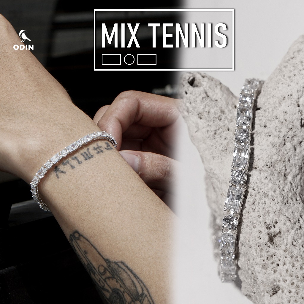 Vòng tay bạc ODIN ICE MIX TENNIS - Bạc S925 đính đá CZ vuông x tròn-Phong cách hiện đại, sang trọng-