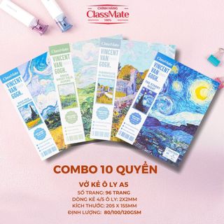  Combo 10 Tập VanGogh A5 96 Trang Kẻ 4 5 Ô Ly Tập Học Sinh Miền Nam CLASSMATE Giấy 80-120gsm Không Thấm Mực 
