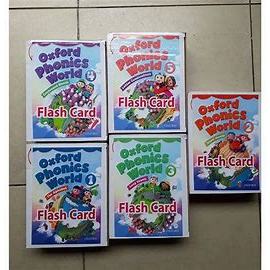 Flashcards Oxford phonics world 1- 2-3-4-5- thiết  kế 2mặt ép plastics
