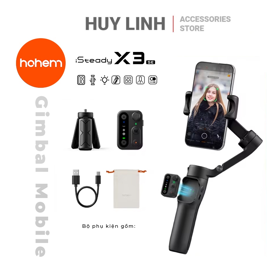Gimbal Hohem iSteady X3 SE Travel Smartphone Stabilizer có tích hợp Tracking AI chính hãng giá rẻ