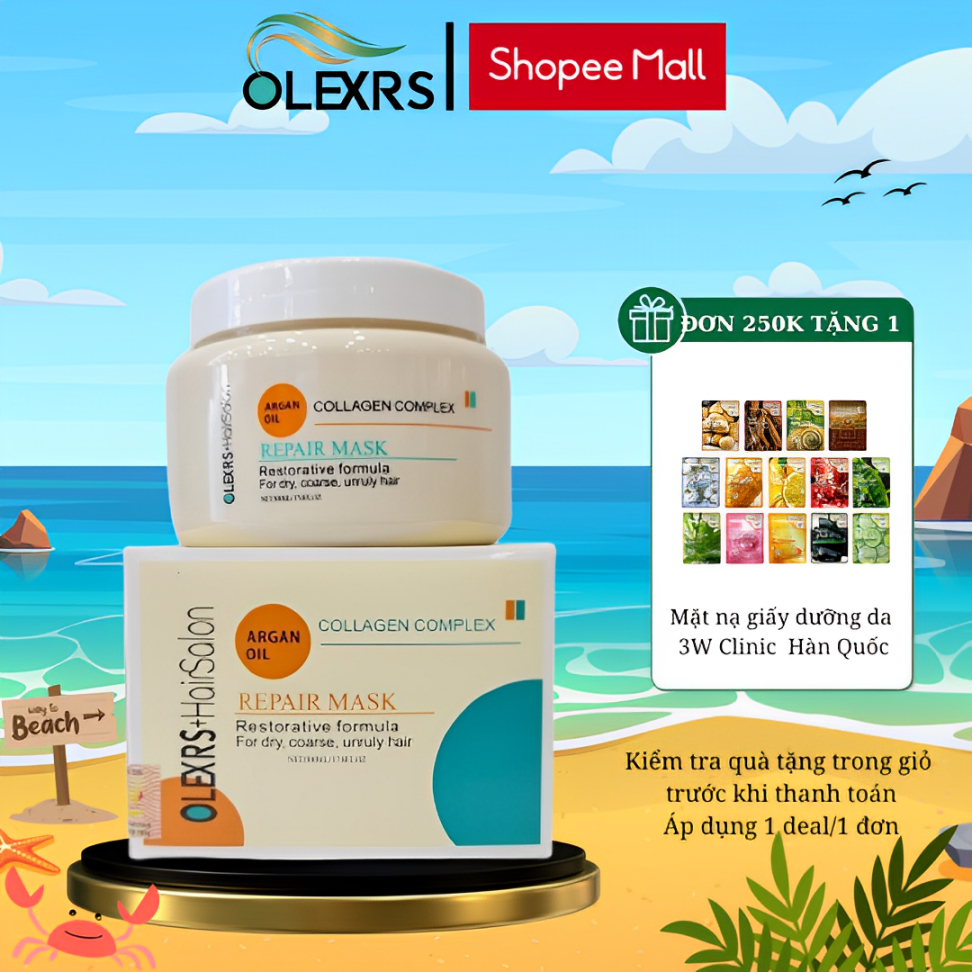 Kem Ủ Phục Hồi Tóc, Chống Gãy Rụng Olexrs Collagen Anh 500ml