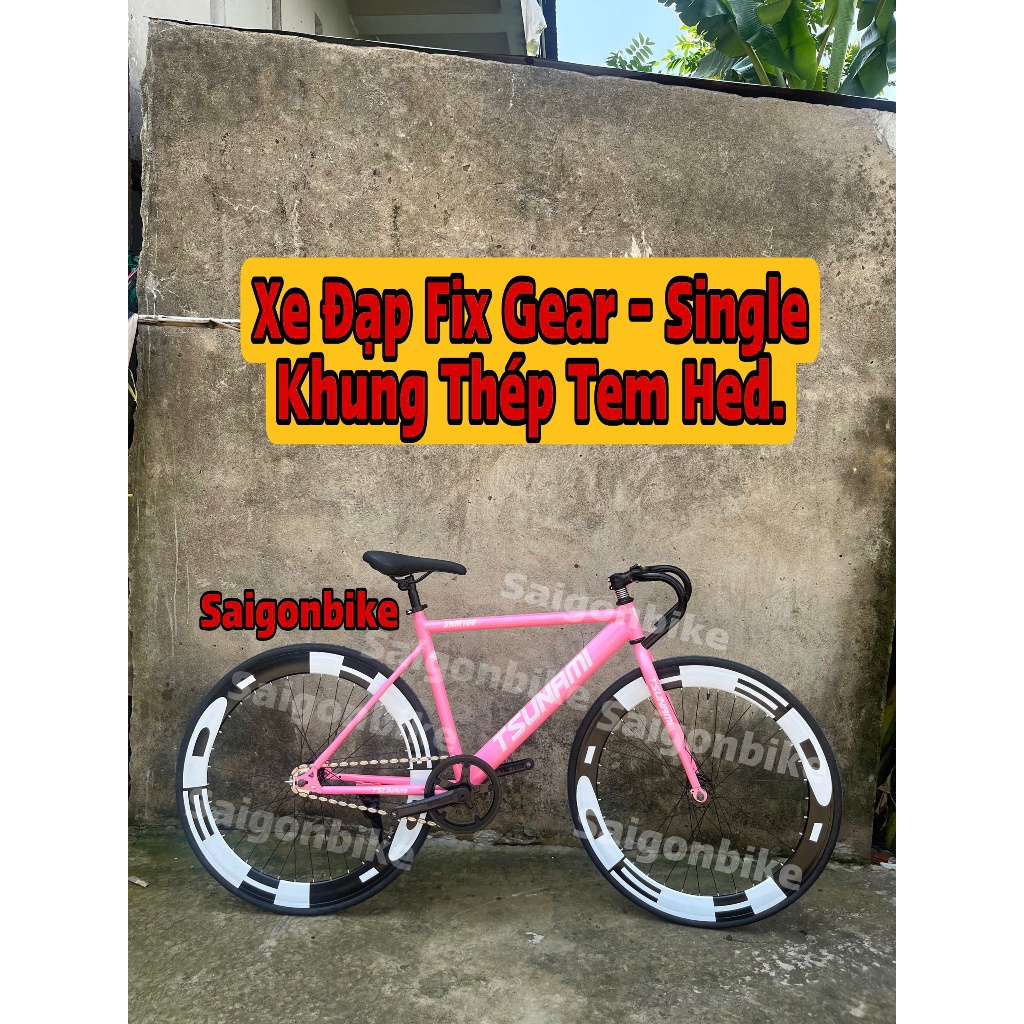 Xe Đạp Thể Thao Fix Gear Và Single Tsunami Snm100 Bản Khung Thép Đủ Màu, Tem Hed, Xích Đậu (Kèm Đồ Lắp Và Dây Strap)