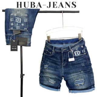 Quần jean nam sort HUBA-JEANS  PHOM ÔM ỐNG CÔN wash rách thời trang Menswear Pants  Denim Có Túi