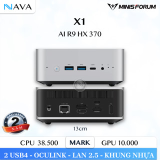 Mini PC AI Minisforum X1 Ryzen 9 HX 370 890M Usb4, Oculink, hỗ trợ AI mạnh mẽ HX370