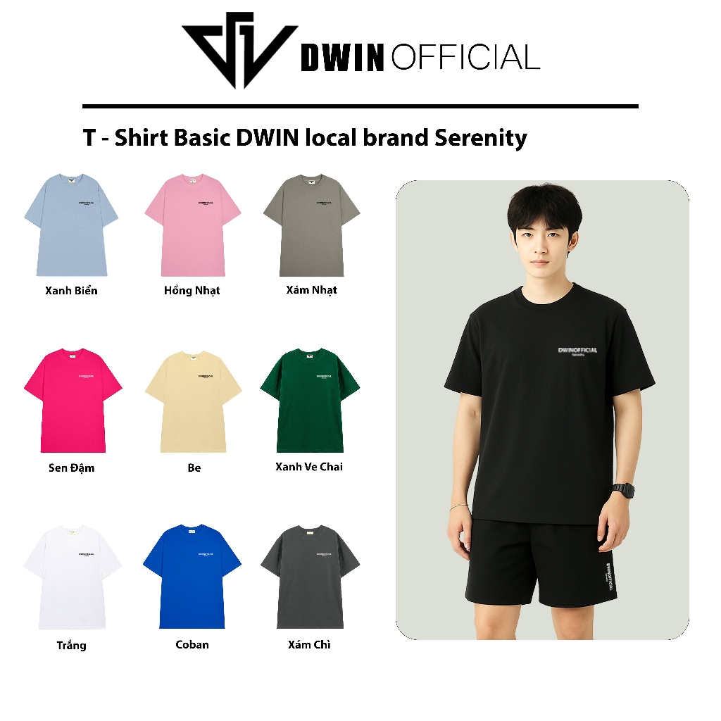 Áo thun Dwin Serenity local brand basic tee phông trơn unisex cotton form rộng