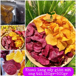 Khoai lang vàng/tím cắt mỏng sấy giòn mật ong không chiên không đường NT Food gói 250gr-500gr