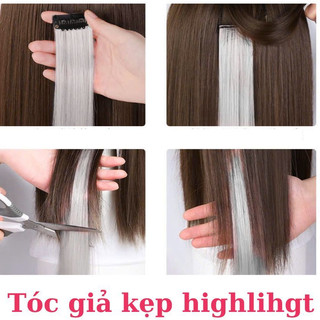 Tóc Giả Nữ Highlight Dài 60cm – Sợi Tơ Mềm Mượt Như Tóc Thật – Dễ Dùng, Không Cần Nhuộm