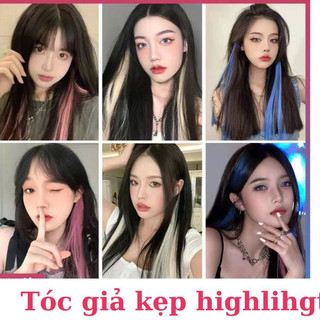 Tóc Giả Nữ Highlight Dài 60cm – Sợi Tơ Mềm Mượt Như Tóc Thật – Dễ Dùng, Không Cần Nhuộm