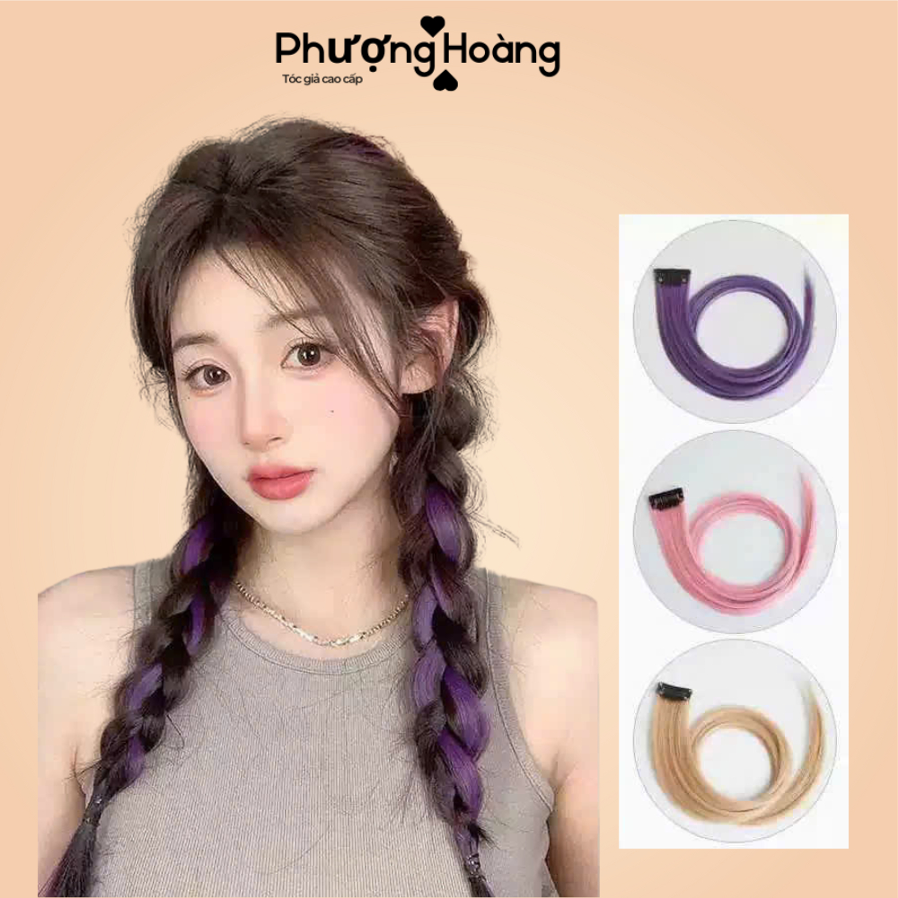 Tóc Giả Nữ Highlight Dài 60cm – Sợi Tơ Mềm Mượt Như Tóc Thật – Dễ Dùng, Không Cần Nhuộm