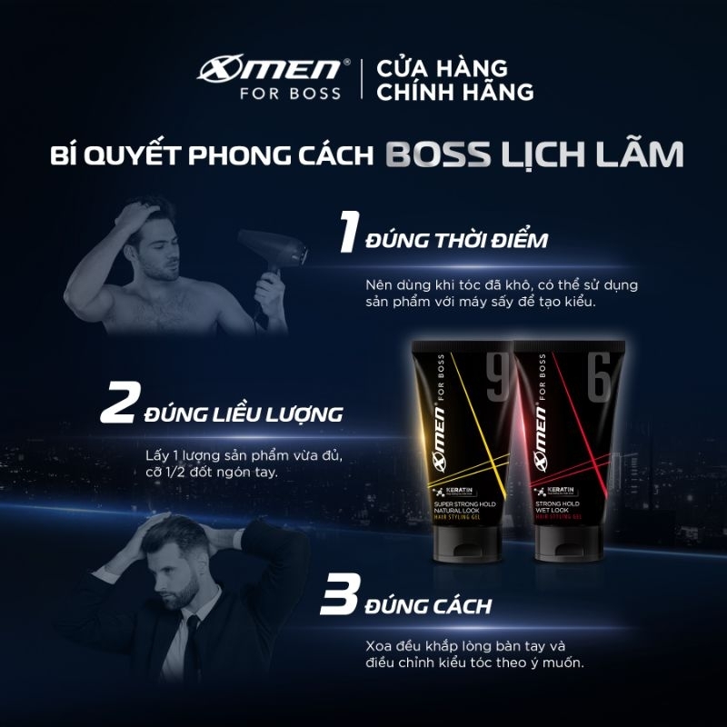 GEL VUỐT TÓC X MEN FOR BOSS INTENSE150g