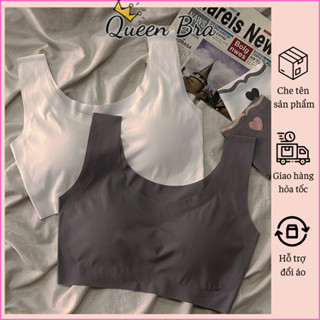 Áo bra nữ không viền mát mịn, thiết kế 2 dây bản to, mút áo tháo rời co giãn AB067
