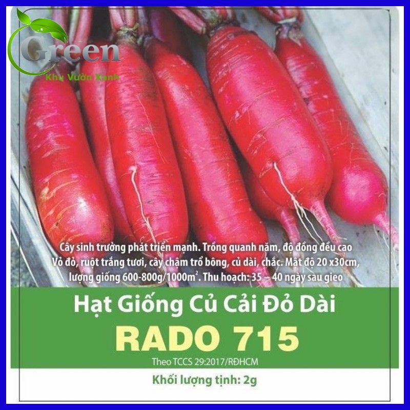 Hạt Giống Củ Cải Đỏ Dài Chắc Thịt, Dễ Trồng, Nhanh Thu Hoạch