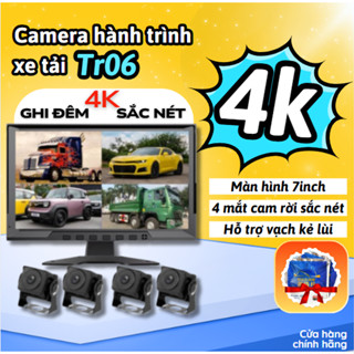  Camera hành trình XE TẢI 4 mắt TR06 Màn 7inch 4 mắt Camera Ghi hình 4K Kiêm Cam Lùi Siêu Bền Có Hồng Ngoại,TiếngViệt 